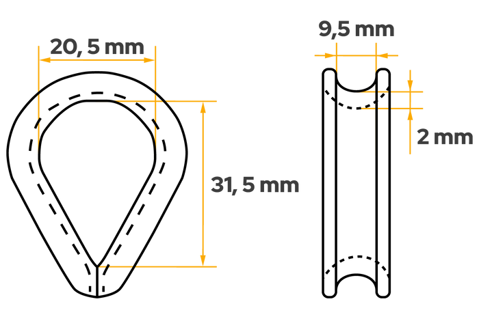 DROMET KU.8 Seilkausche Stahlkordel 8mm