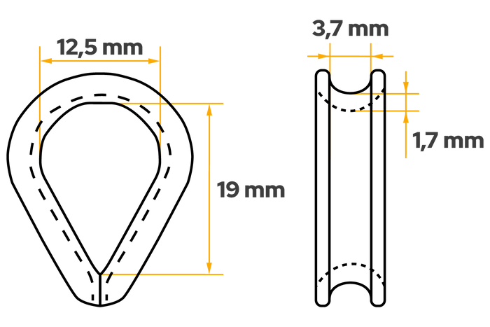 DROMET KU.3 Seilkausche, Stahlkordel, 3mm