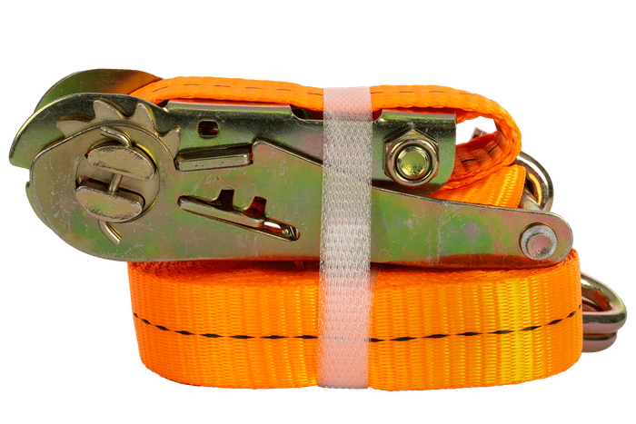 Satz aus vier UNITRAILER 6m/25mm/1t orangefarbenen Transportgurten mit Spanner