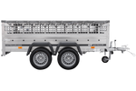 Leichter Anhänger 264x150 UNITRAILER GARDEN 265/2 KIPP mit Gitterwänden, H-0-Rahmen und grauer Plane