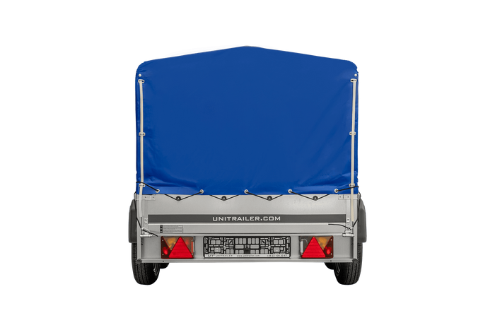 UNITRAILER GARDEN TRAILER ANHÄNGER 264/2 KIPP MIT STÜTZRAD, RAHMEN H-800 UND BLAUER ABDECKUNG