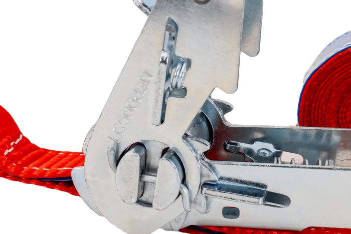 Satz mit vier UNITRAILER-Transportgurten mit Spannvorrichtung, 4 m/25 mm/1 t, rot