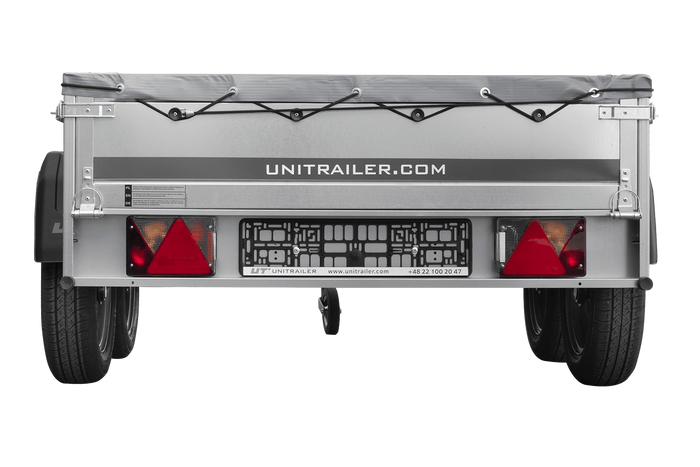 GARDEN TRAILER 264/2 KIPP MIT STÜTZRAD, GRAUE FLACHPLANE UND PLANENTRÄGER