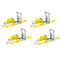 Satz mit vier UNITRAILER-Transportgurten mit Spannvorrichtung, 4 m/25 mm/1 t, gelb