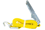 Satz aus vier gelben UNITRAILER 4m/50mm/5t Transportgurten mit Spannvorrichtung