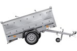 Einachsiger Anhänger auf Blattfedern 230x125 UNITRAILER GARDEN 230/R KIPP mit BIS-Seitenwänden und Aluminiumabdeckung