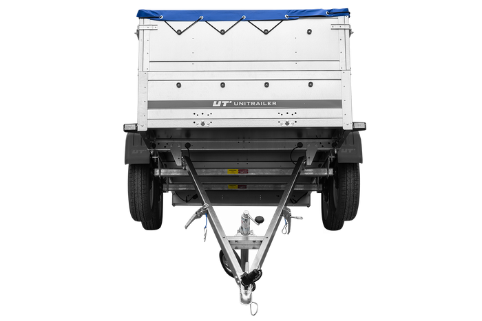 GARDEN TRAILER 264/2 KIPP Zweiachsanhänger mit Stützrad, Planenträgern, zus. Bordwänden und blauer Flachplane