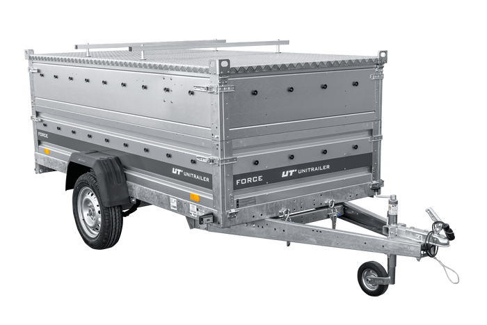 Einachsiger Anhänger auf Blattfedern 264x125 UNITRAILER FORCE 264/R KIPP mit BIS-Seitenwänden und Aluminiumabdeckung