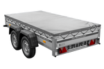 Zweiachsiger Anhänger mit Aluminiumseitenwänden 264x125 Unitrailer Garden 264/2 KIPP ALU mit H-0-Rahmen und grauer Plane
