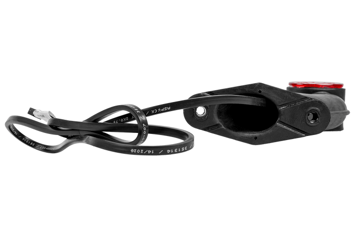 ASPÖCK SUPERPOINT II linke Positionsleuchte an einem Gummiarm mit seitlichem Kabel