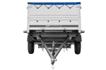 Großer Anhänger 750 kg GARDEN TRAILER 264 KIPP mit Bordwandaufsatz [zusätzliche 40 cm], Stützrad und blauer Flachplane