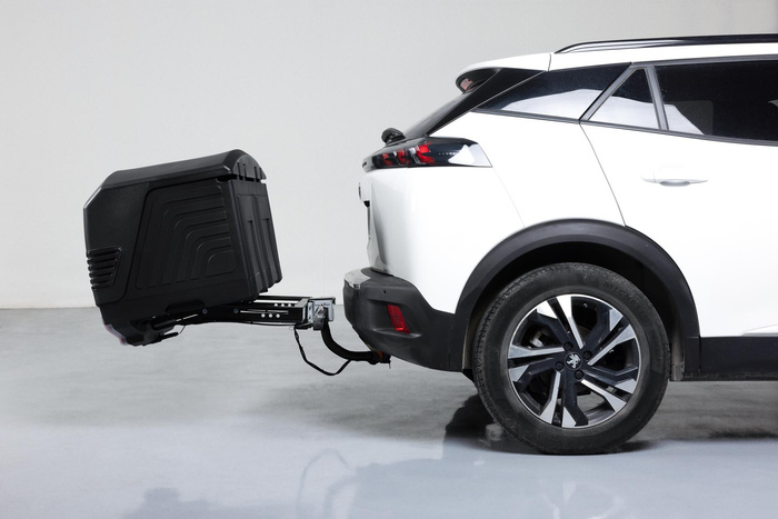 Towbox V3 schwarz LED Edition - Anhängerkupplungs-Gepäckträgerbox