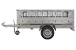 PKW-Anhänger 230x125 UNITRAILER GARDEN 230 KIPP mit Gitterseitenwänden und grauer Plane