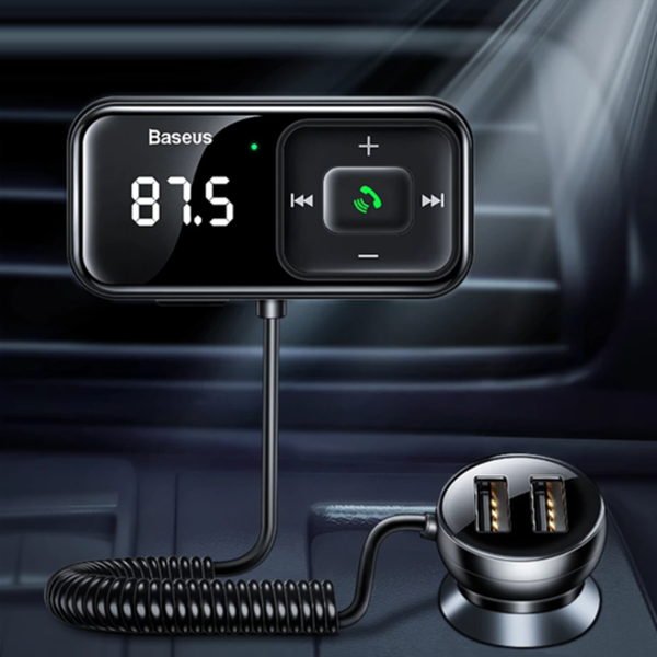 FM-Transmitter BASEUS T Typ S-16 Bluetooth 5.0 MP3 + Kfz-Ladegerät 2x USB