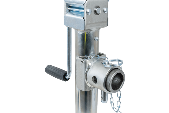 Ausziehbare Stütze mit UNITRAILER TJ5001+TJ5002A Adapter für 1300 kg Pritschenanhänger 364-614 mm