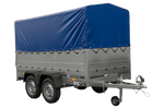 UNITRAILER GARDEN TRAILER 264/2 KIPP Doppelachsanhänger mit Stützrad, zusätzlichen Bordwänden, Spriegel und hoher Plane
