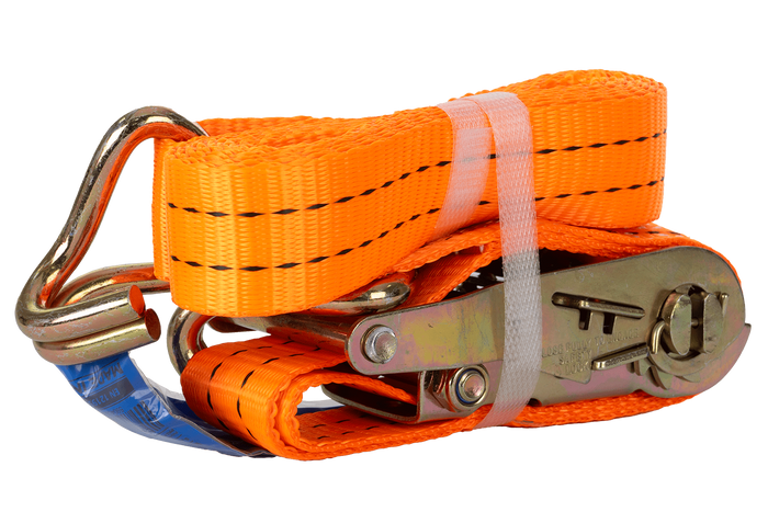 Satz aus vier UNITRAILER 3m/35mm/2t orangefarbenen Transportgurten mit Spannvorrichtung