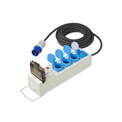 CEE Camping-Verlängerungskabel mit Verteiler ProPlus 373583DE, 10 m Kabel, 3x Schuko-Steckdosen, 2x USB