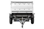 PKW-Anhänger 200x125 UNITRAILER GARDEN 201 KIPP mit Bordwandaufsatz, grauer Flachplane und Flachplanenträger