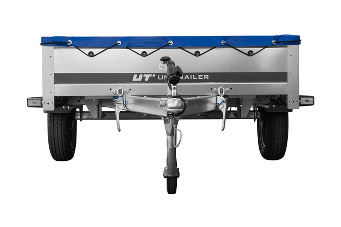 Riesiger Anhänger mit blauer Flachplane GARDEN TRAILER 264 KIPP [ohne Planenträger]