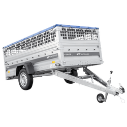 Einachsanhänger 264x125 UNITRAILER FORCE 264 KIPP mit Gitterwänden, H-0-Rahmen und blauer Plane