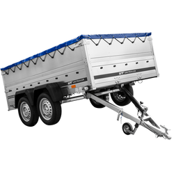 Zweiachsiger Anhänger 264x150 UNITRAILER GARDEN 265/2 KIPP mit BIS-Seitenwänden, H-0-Rahmen und blauer Plane