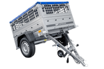 Kompakter Anhänger Garden Trailer 150 KIPP 150x106 cm 750 kg mit Laubgitteraufsatz