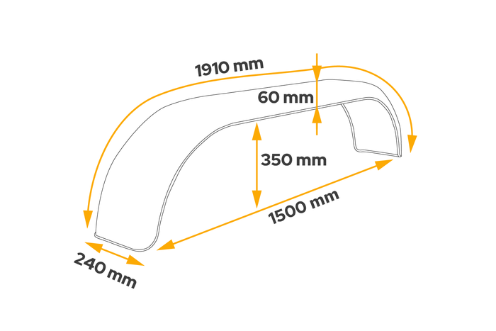 Tandem-Kotflügel für Anhänger 13-14" DOMAR D29300 flacher Radlauf 1500/240mm