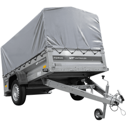 Einachsanhänger 230x125 UNITRAILER FORCE 230 KIPP mit H-800 Rahmen und grauer Plane
