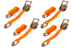 Satz aus vier UNITRAILER 8m/35mm/2t orangefarbenen Transportgurten mit Spanner
