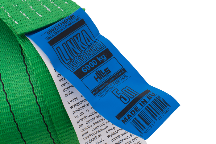 Abschleppseil mit Haken HILLS Abschleppgurt 5m/60mm/6t grün