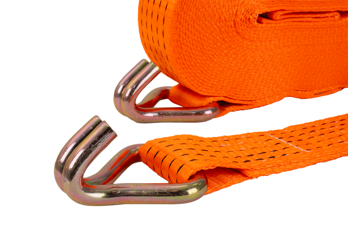 Satz aus vier UNITRAILER 15m/50mm/5t orangefarbenen Transportgurten mit Spannvorrichtung