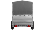 PKW-Anhänger 200x125 UNITRAILER GARDEN 201 KIPP mit Bordwandaufsatz und grauer Hochplane