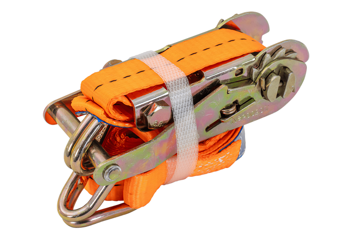 Satz aus vier UNITRAILER 3m/25mm/1t orangefarbenen Transportgurten mit Spannvorrichtung