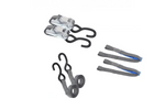 Set aus zwei HILLS 3 m/25 mm/1 t Transportgurten mit Spannvorrichtung und zwei 0,45 m Gurten zur Sicherung des Motorrads