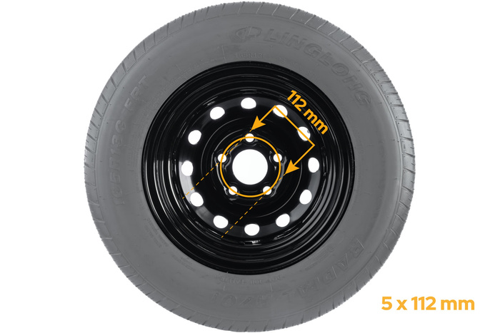 Verstärktes Rad für Anhänger LINGLONG TIRE 165/80 R13C 96/94N UNITRAILER RIM schwarz 4,5Jx13" 5x112 ET:30