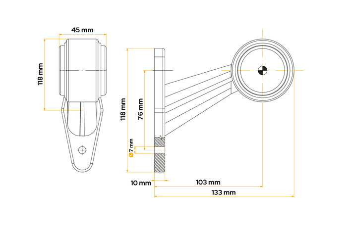 FRISTOM FT-009C LED Universal Umrissleuchte an einem Gummiarm