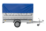Autotransportanhänger 264x125 UNITRAILER FORCE 264 KIPP mit Gitterwänden, H-800 Rahmen und blauer Plane
