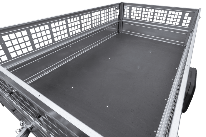 Leichter Anhänger auf Blattedern 264x150 UNITRAILER GARDEN 265/R KIPP mit Gitterwänden, H-0-Rahmen und blauer Plane