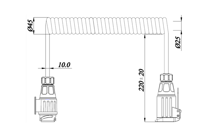 KAMAR E1384 Spiralkabel 3 m 12 V Stecker/Buchse 13-polig