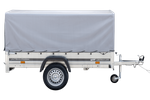 PKW-Anhänger 230x125 UNITRAILER GARDEN 230 KIPP mit Spriegel 80 cm und grauer Hochplane
