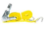 Satz aus vier gelben UNITRAILER 6m/35mm/2t Transportgurten mit Spannvorrichtung