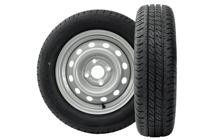 Satz von zwei Rädern für den Anhänger. LINGLONG-Reifen 155/70 R13 75N UNITRAILER-FELGEN 4Jx13" 4x100 ET:30