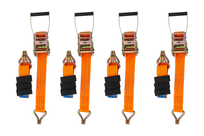Satz aus vier 3-Punkt-Transportgurten mit Spannvorrichtung für UNITRAILER-Anhänger 3 m/50 mm/4 t, orange