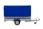 Einachsiger Anhänger auf Blattfedern 264x125 UNITRAILER FORCE 264/R KIPP mit H-1100 Rahmen und blauer Plane