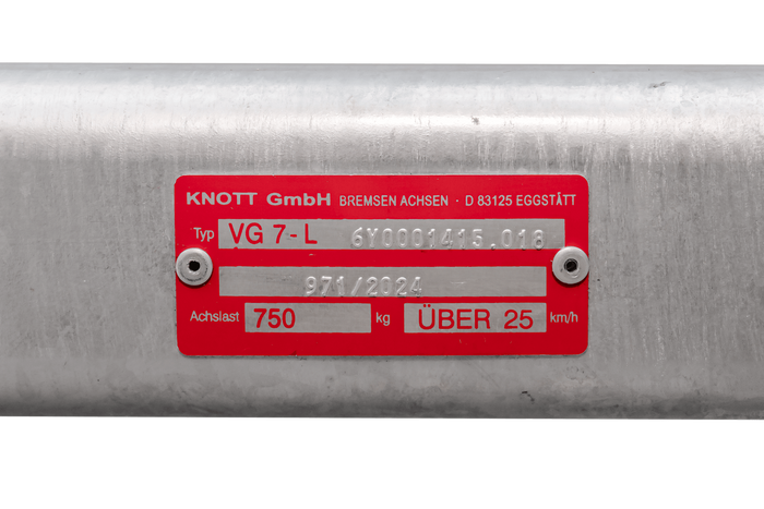 KNOTT VG7-L ungebremste Achse für Anhänger 750kg 1505mm 1805mm 4x100