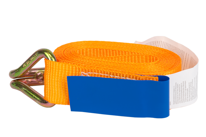 Satz aus vier KAMAR 3 m/25 mm/0,8 t orangefarbenen Transportgurten mit Spannvorrichtung