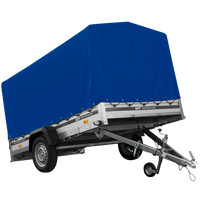 Autoanhänger mit Aluminiumseitenwänden 264x150 Unitrailer Garden 265 KIPP ALU mit H-1100 Rahmen und blauer Plane
