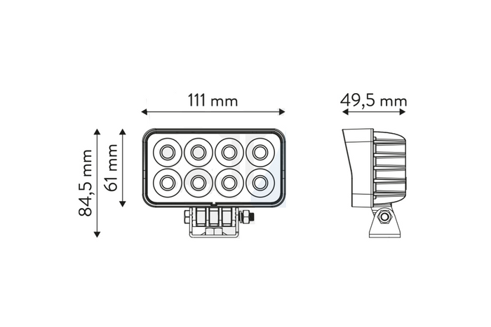 LED-Arbeitsscheinwerfer-Reflektor TT TECHNOLOGY SCHWARZ TT.13306 32xLED 2560lm rechteckig