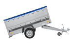 Leichter Anhänger 230x125 UNITRAILER FORCE 230 KIPP mit BIS-Seitenwänden, H-0-Rahmen und blauer Plane